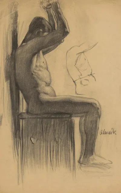 Study of a Man Seated on a Chair by Эмиль Алексай-Олекшак, 1910–1920 — digital art print download