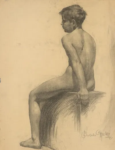 Study of a Seated Boy by Эмиль Алексай-Олекшак, 1910–1920 — digital art print download