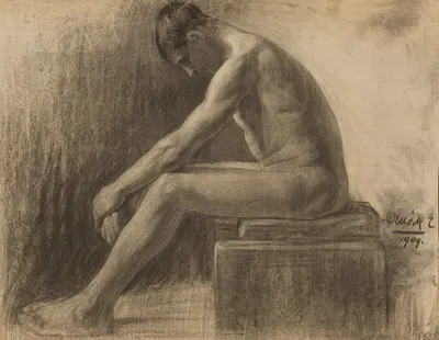 Study of a Seated Man by Эмиль Алексай-Олекшак, 1909 — digital art print download