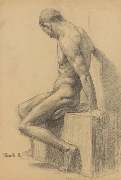 Study of a Seated Man by Эмиль Алексай-Олекшак, 1910–1920 — digital art print download