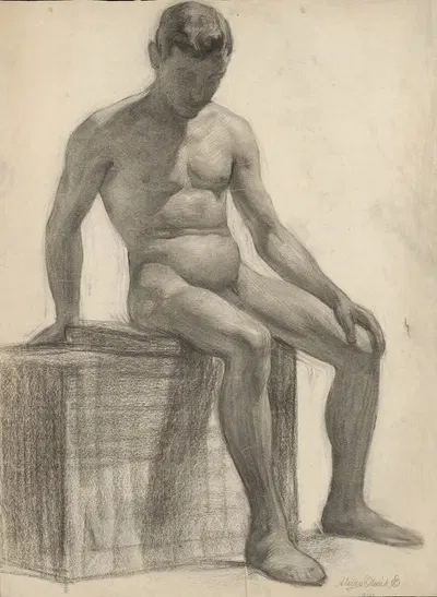 Study of a Seated Man by Эмиль Алексай-Олекшак, 1909 — digital art print download