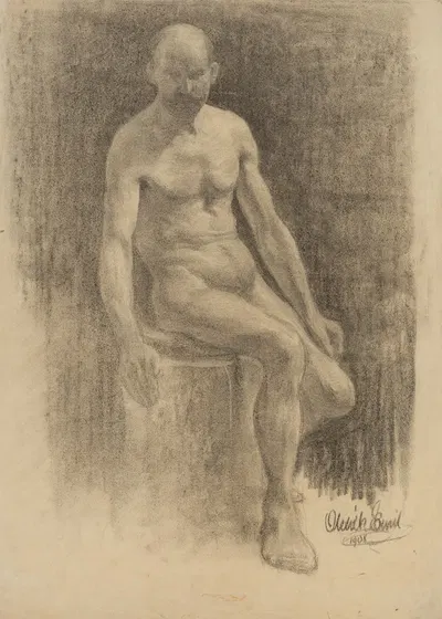 Study of Male Nude by Emil Alexay-Olexák, 1908 — digital art print download