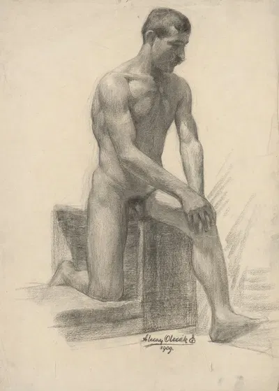 Study of Male Nude by Эмиль Алексай-Олекшак, 1909 — digital art print download