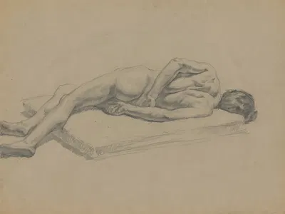 Study of Reclining Male Nude by Эмиль Алексай-Олекшак, 1910–1920 — digital art print download