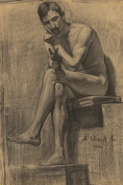 Study of Seated Man with his Legs Crossed by Эмиль Алексай-Олекшак, 1910 — digital art print download