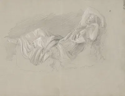 Štúdia ležiacej ženskej postavy by František Janček, 1880–1890 — digital art print download