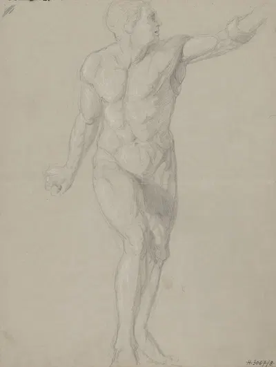 Štúdia mužského aktu by František Janček, 1880–1890 — digital art print download