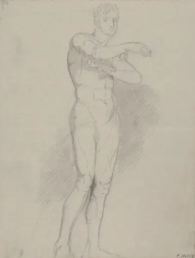 Štúdia stojaceho mužského aktu by František Janček, 1880–1890 — digital art print download