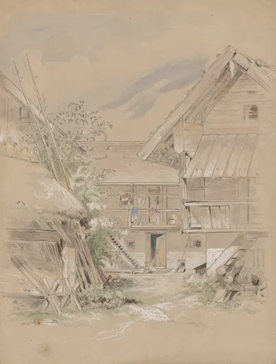 Corner of a Village Yard by Фридрих Карл фон Шейдлин — digital art print download