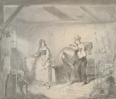 In the Stables I. by Friedrich Carl von Scheidlin — digital art print download