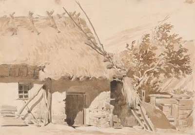 Study of Cottage with Thatched Roof by Фридрих Карл фон Шейдлин — digital art print download