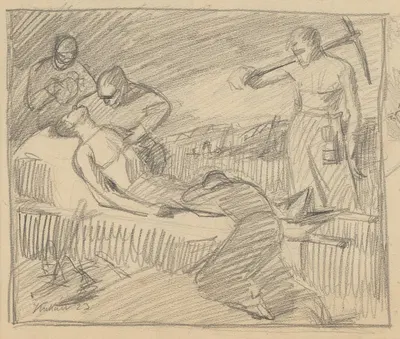 Ranený baník by Гейза Куккан, 1923 — digital art print download