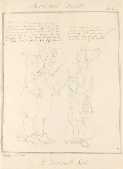 Matrimonial Comforts!!; A Fashionable Suit! by George Moutard Woodward — digital art print download