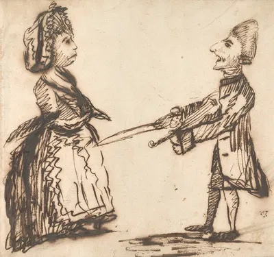 Woman and Man with Sword by George Moutard Woodward — digital art print download
