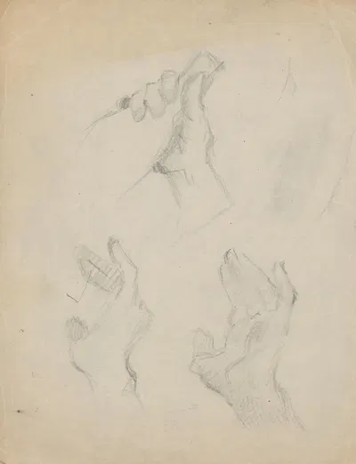 Hands Study and Hands Holding a Bottle by Густав Мальи — digital art print download