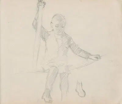 Sediaci chlapec by Густав Мальи, 1900 — digital art print download