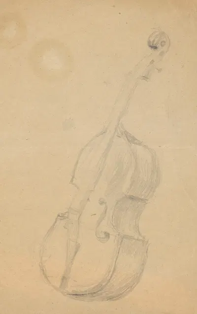 Study of a Double Bass for the Painting Slovak Wedding by Густав Мальи, 1930–1939 — digital art print download
