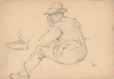 Study of a Seated Villager with Proped up Hand by Густав Мальи — digital art print download