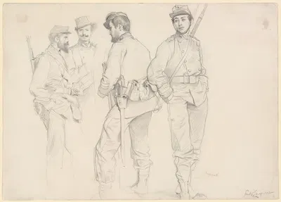 Study of French Soldiers at Rest by Гюстав Жаке — digital art print download