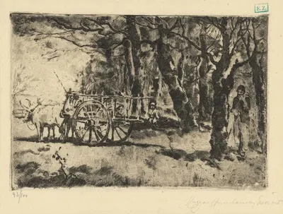 Drevorubači s volským záprahom by Густав Магяр Маннхаймер, 1911 — digital art print download