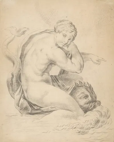 Woman with a dolphin by Гюла Бенцур, 1870-1880 — digital art print download