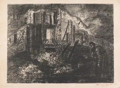 Фигура с тростью у зданий в руинах by Генри де Гру, 1877 - 1930 — digital art print download