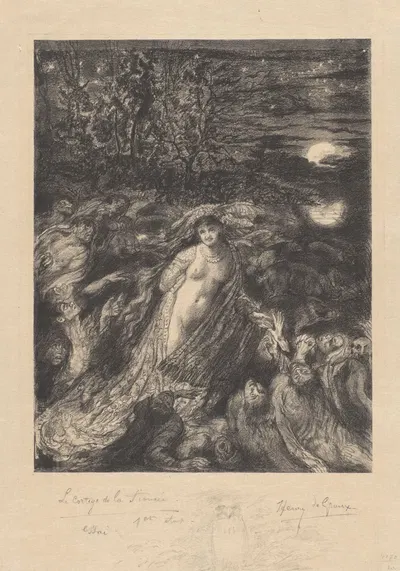 Полуобнаженная женщина, поклоняемая группой фигур by Генри де Гру, c. 1894 — digital art print download