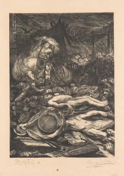 Скелет на лошади едет по павшим воинам и развалинам by Генри де Гру, 1898 — digital art print download
