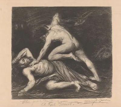 Две обнаженные фигуры в борьбе by Генри де Гру, 1877 - 1930 — digital art print download