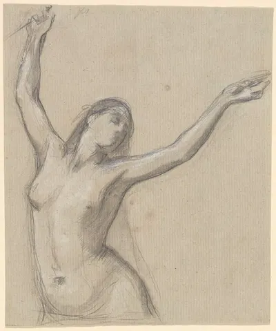 Female Nude, Arms Upraised by Henri Lehmann, 1836 — digital art print download