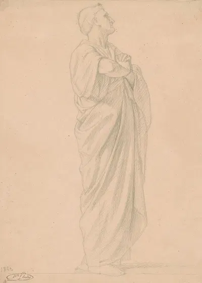 Standing Figure with Hands Clasped by Жан-Ипполит Фландрен, 1862 — digital art print download