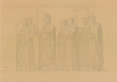 Study of Seven Saints for the Nave of the Church of Saint-Vincent-de-Paul, Paris by Жан-Ипполит Фландрен, 1855 — digital…