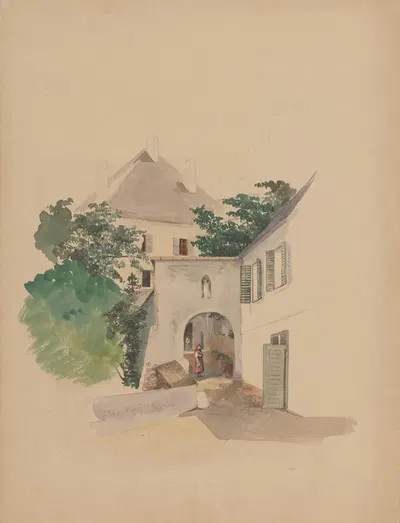 Houses with an Old Gate by Ян Новопаcky — digital art print download