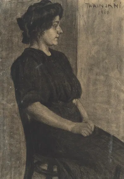 Portrét sediacej ženy by Ján Thain, 1910 — digital art print download