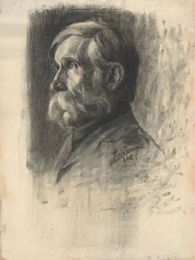 Portrét starého fúzatého muža by Ján Thain, 1908 — digital art print download