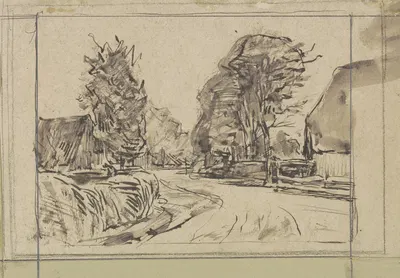 Dorpsweg met bomen by Jan Veth, 1874 - 1925 — digital art print download