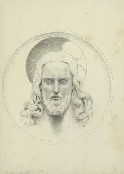 Kop van Christus met een nimbus by Jan Veth, 1878 — digital art print download