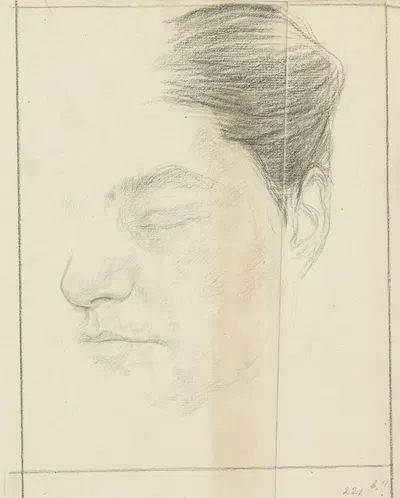 Kopstudie, met gesloten ogen by Jan Veth, 1874 - 1925 — digital art print download