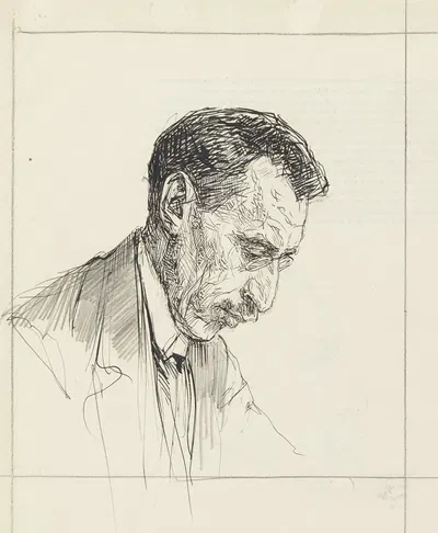 Portret van P. Visser, profiel naar rechts by Jan Veth, 1874 - 1925 — digital art print download