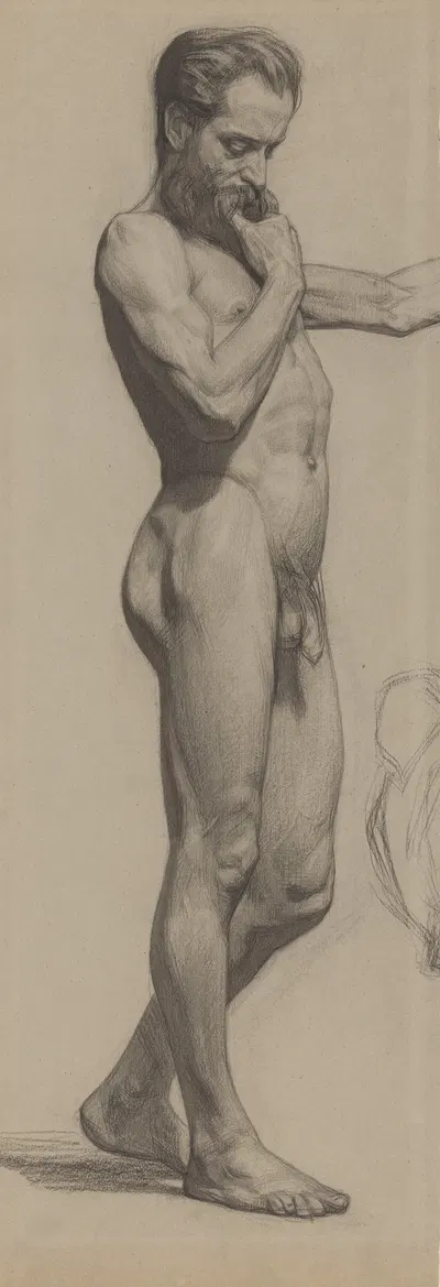 Staand mannelijk naakt, naar rechts by Jan Veth, 1874 - 1925 — digital art print download