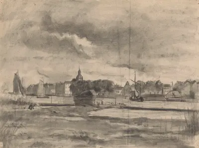 Stad aan een rivier by Jan Veth, 1874 - 1925 — digital art print download