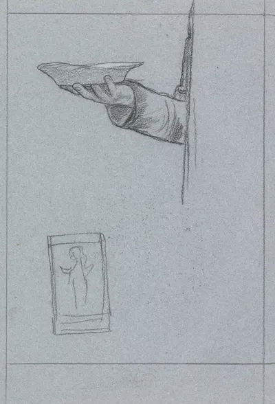 Studie van een hand met een schaaltje by Jan Veth, 1874 - 1925 — digital art print download