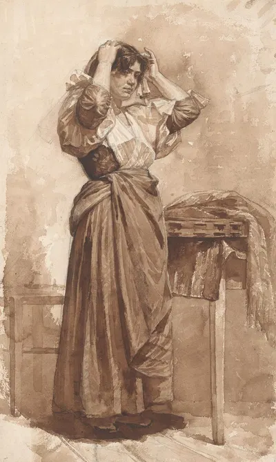 Toiletmakende jonge vrouw by Jan Veth, 1874 - 1925 — digital art print download