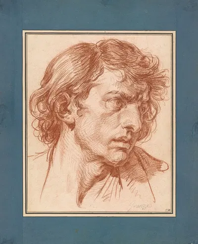 Head of a Young Man by Жан-Батист Грёз — digital art print download