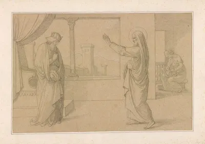 David before Nathan, with Bathsheba and her Child in the Background by Иоганн Фридрих Обербек — digital art print download