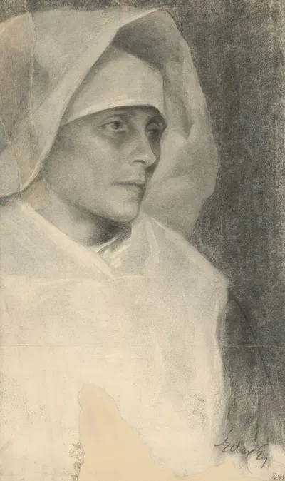 Štúdia k podobizni mníšky by Юлиус Эдер, 1894 — digital art print download