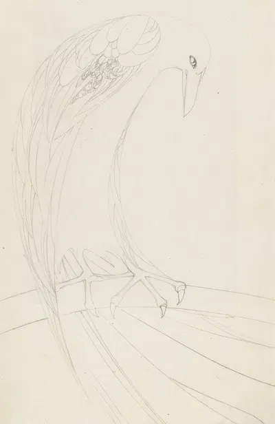 Roofvogel op een tak by Карел де Нере ту Бабберих, 1890 - 1909 — digital art print download