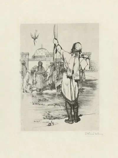 Boogschutter schiet een watervogel by Лоуренс Альма-Тадема, 1882 — digital art print download