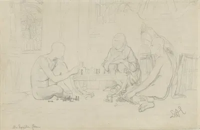 Egyptisch spel by Лоуренс Альма-Тадема, 1865 — digital art print download
