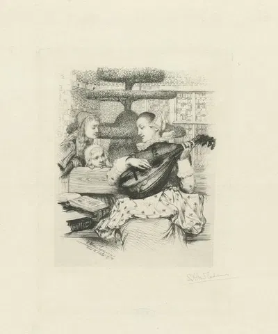 Jonge vrouw met luit by Лоуренс Альма-Тадема, 1876 - 1877 — digital art print download